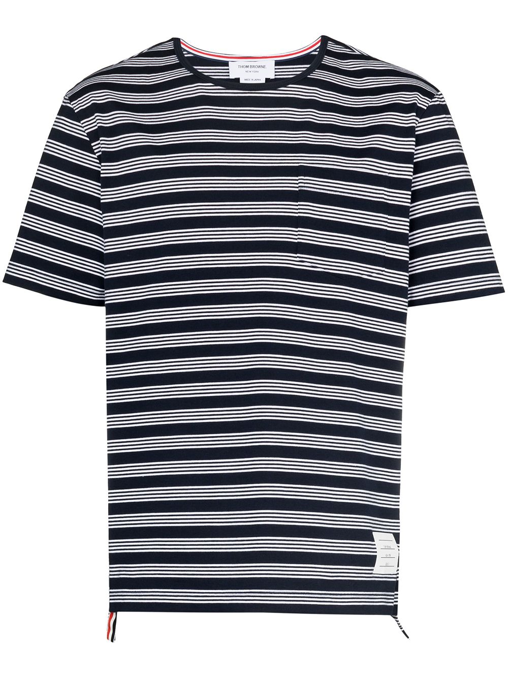 Thom Browne 标贴条纹 T 恤 - 蓝色