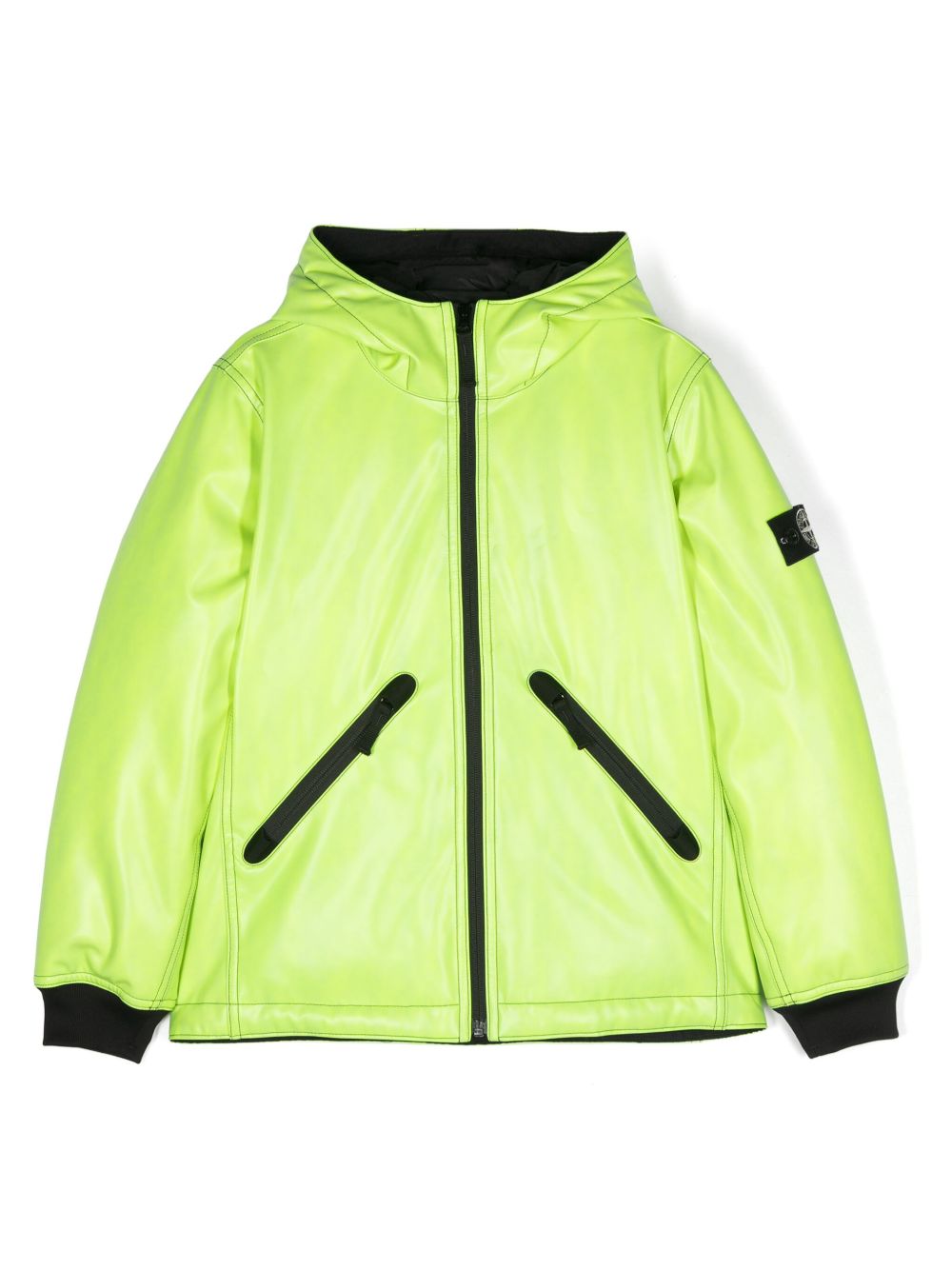 Stone Island Junior 涂层连帽羽绒夹克 - 绿色