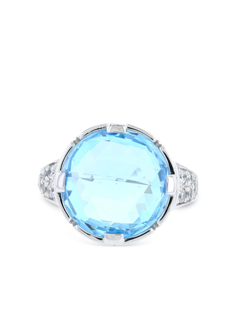 Bvlgari Pre-Owned 18K白金 Parentesi 钻石黄玉鸡尾酒戒指 （2010年代典藏款 ） - 蓝色