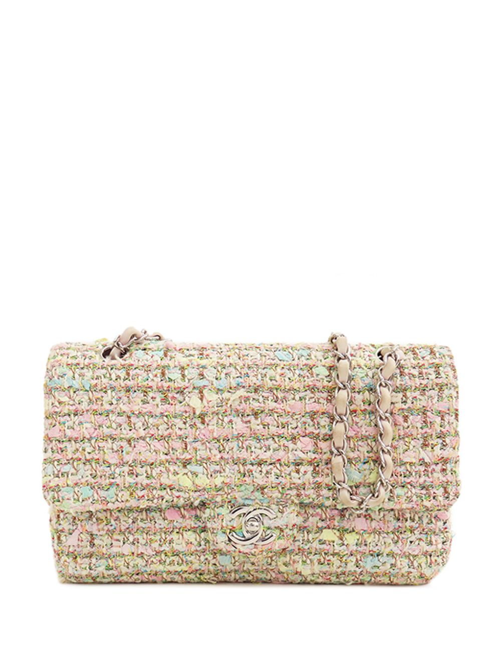 CHANEL Pre-Owned Medium Classic Tweed Double Flap 单肩包（2004-2005年典藏款） - 粉色