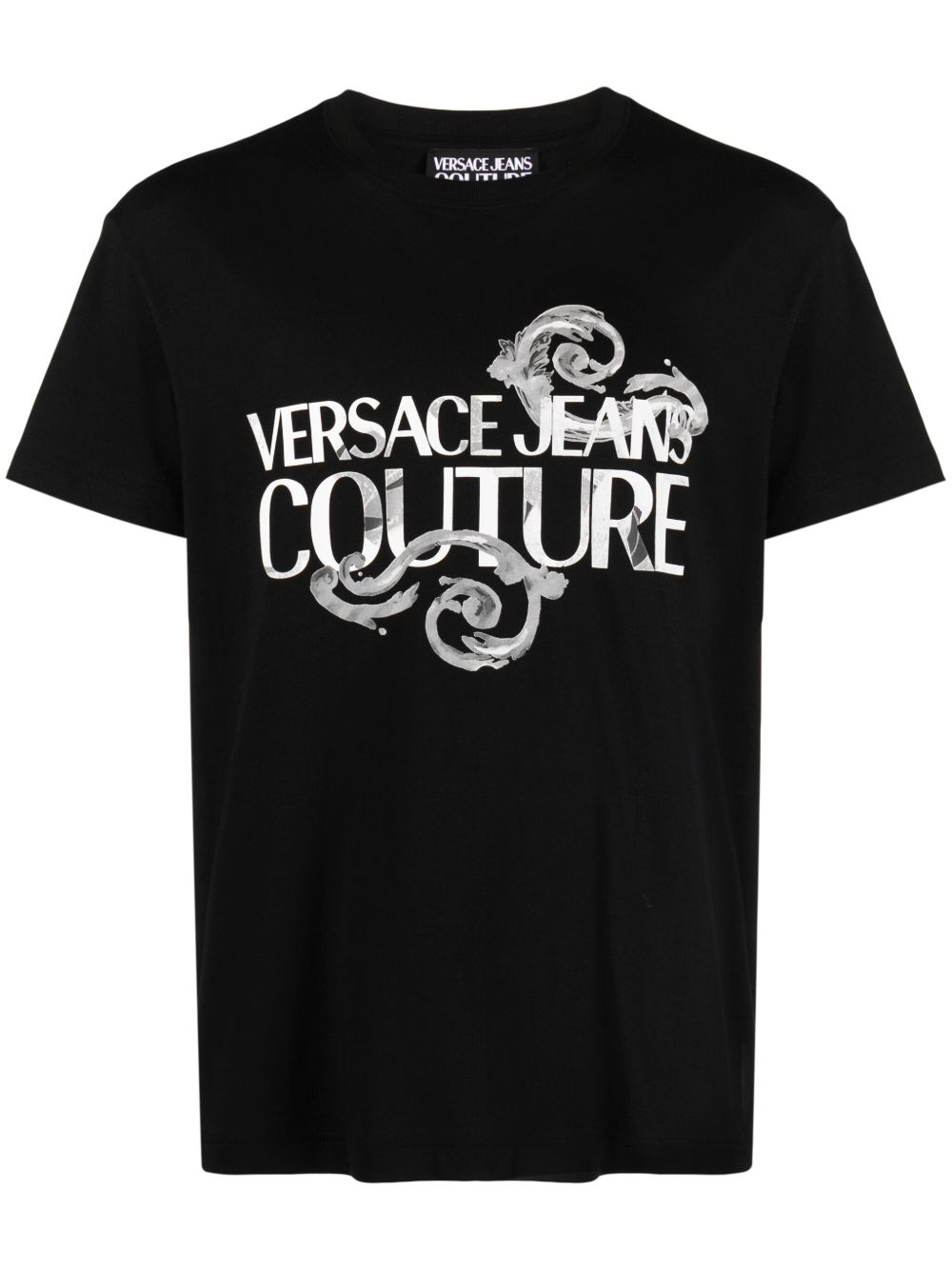 Versace Jeans Couture Watercolour Couture 印花棉T恤 - 黑色