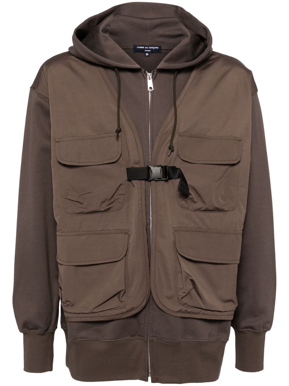 Comme des Garçons Homme 分层式连帽夹克 - 褐色