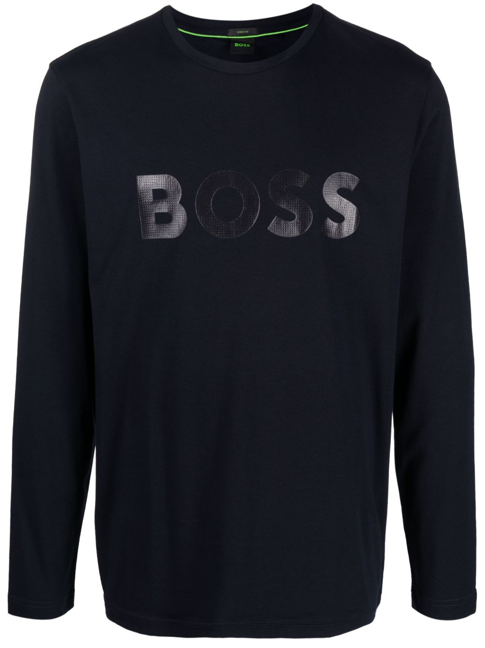 BOSS logo印花长袖T恤 - 蓝色
