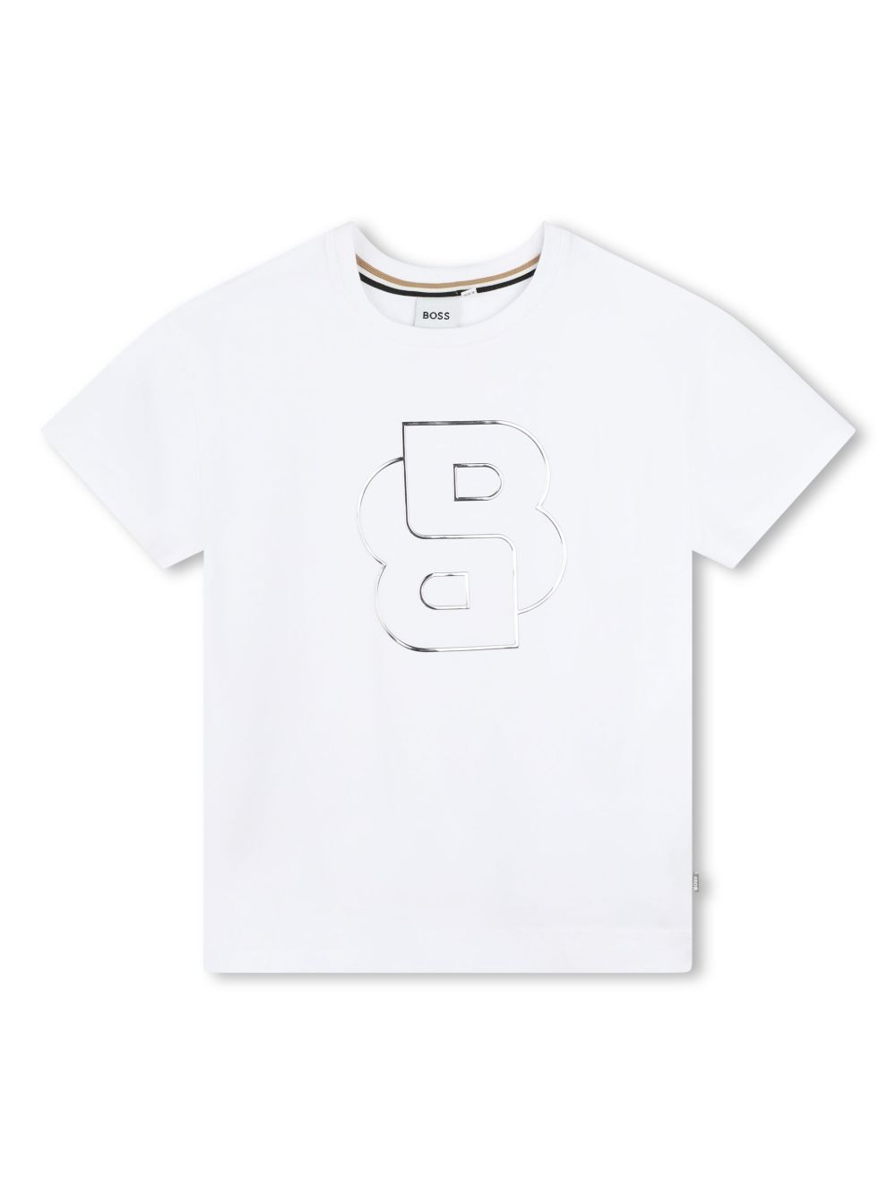 BOSS Kidswear 金属感logo印花衬衫 - 白色