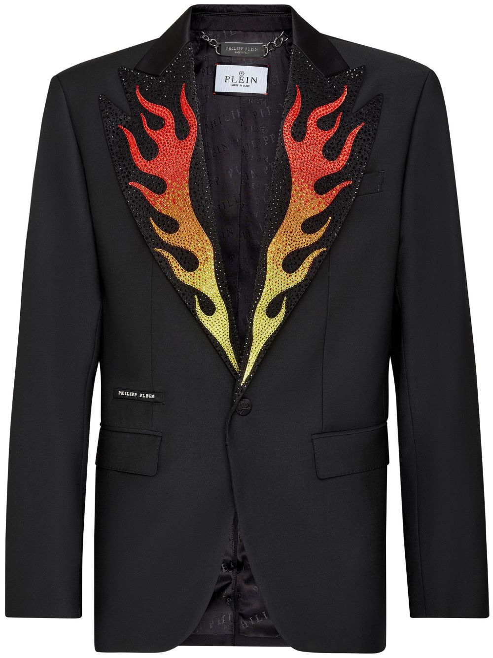 Philipp Plein Flame 单排扣西装夹克 - 黑色