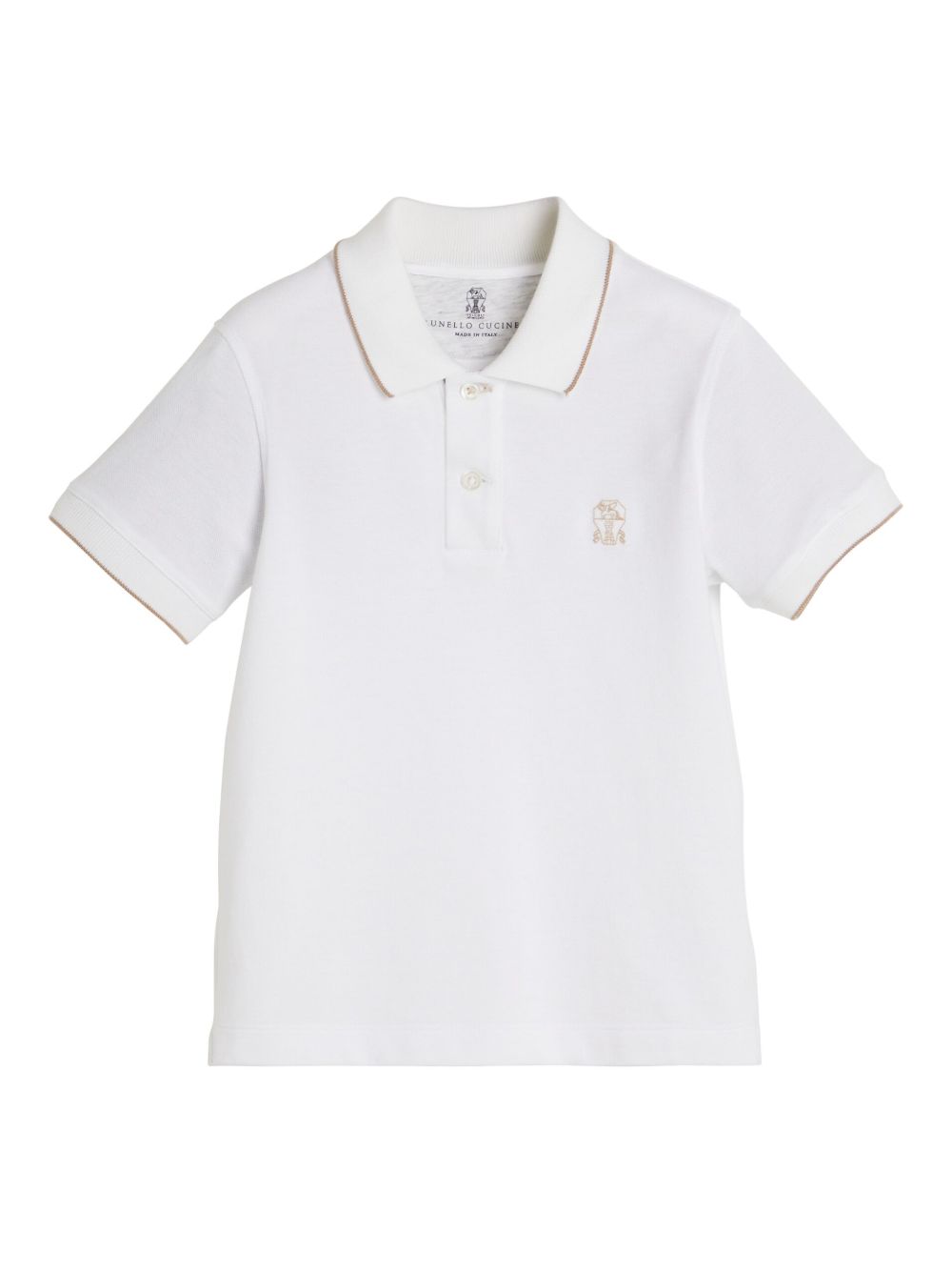 Brunello Cucinelli Kids Heraldic logo刺绣polo衫 - 白色