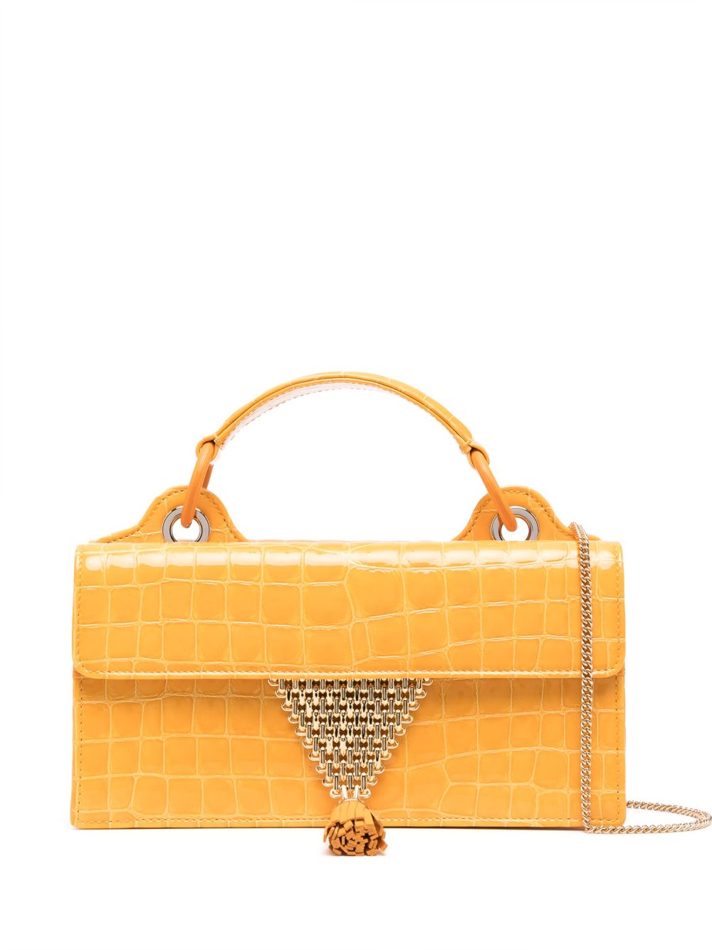 Aquazzura 仿鳄鱼纹效果皮质单肩包 - 黄色