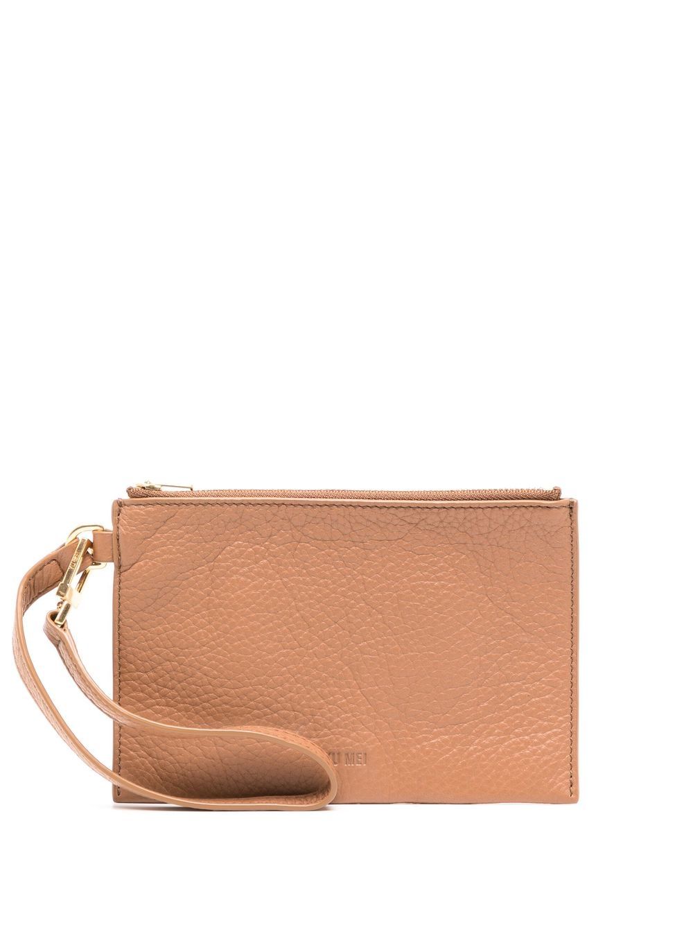 Yu Mei embossed-logo detail clutch bag - 褐色