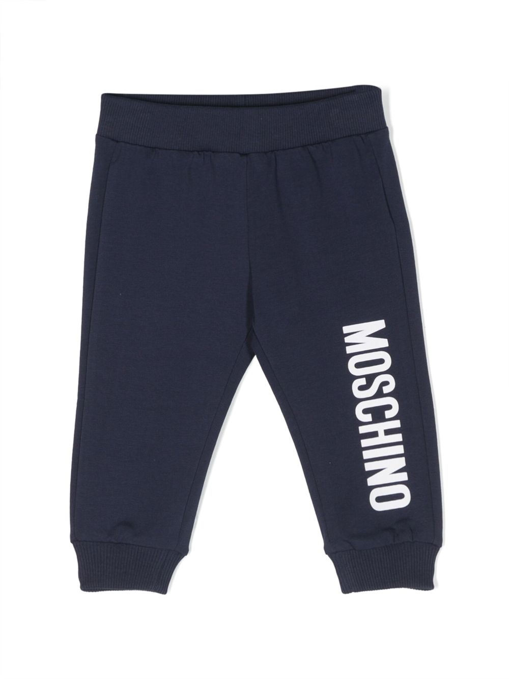 Moschino Kids logo印花棉运动裤 - 蓝色