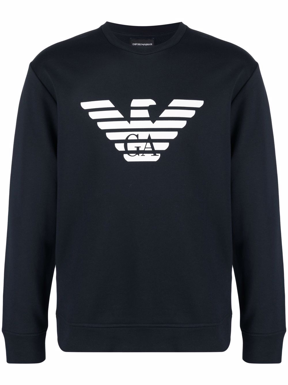 Emporio Armani logo印花圆领卫衣 - 蓝色