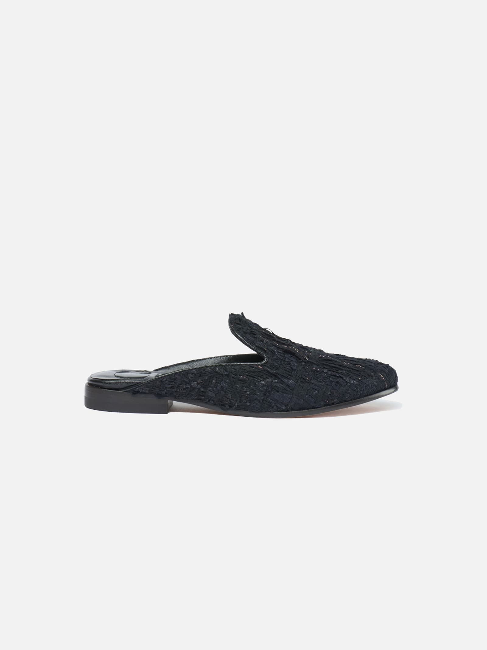 CB Made in Italy Dark Boucl? Fabric Flats Ravello