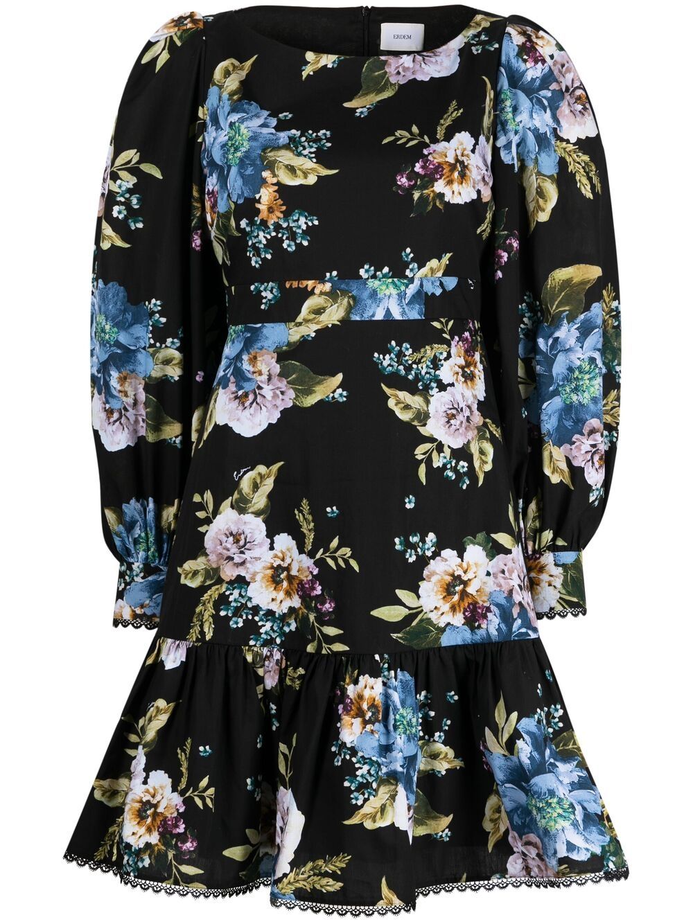 ERDEM Rydal 花卉印花府绸连衣裙 - 黑色