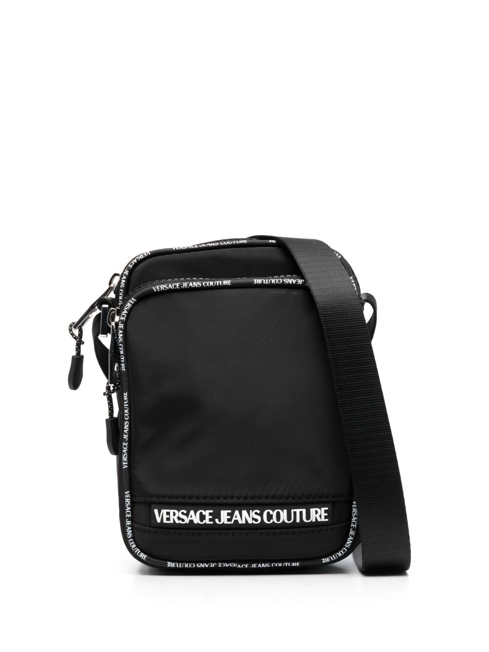 Versace Jeans Couture logo织带邮差包 - 黑色