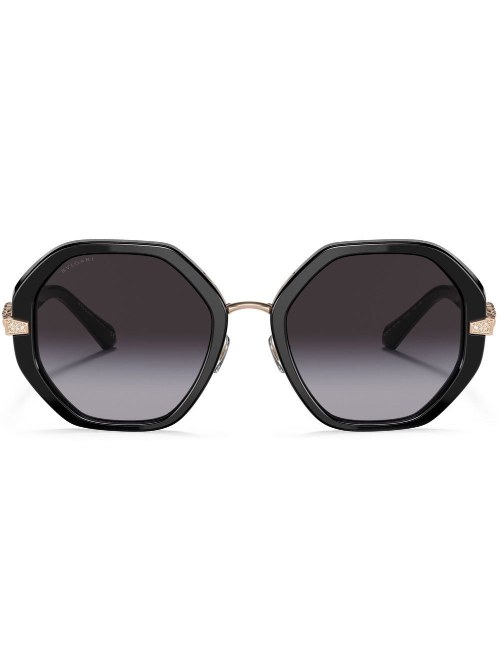 Bvlgari 有色镜片圆框太阳眼镜 - 黑色