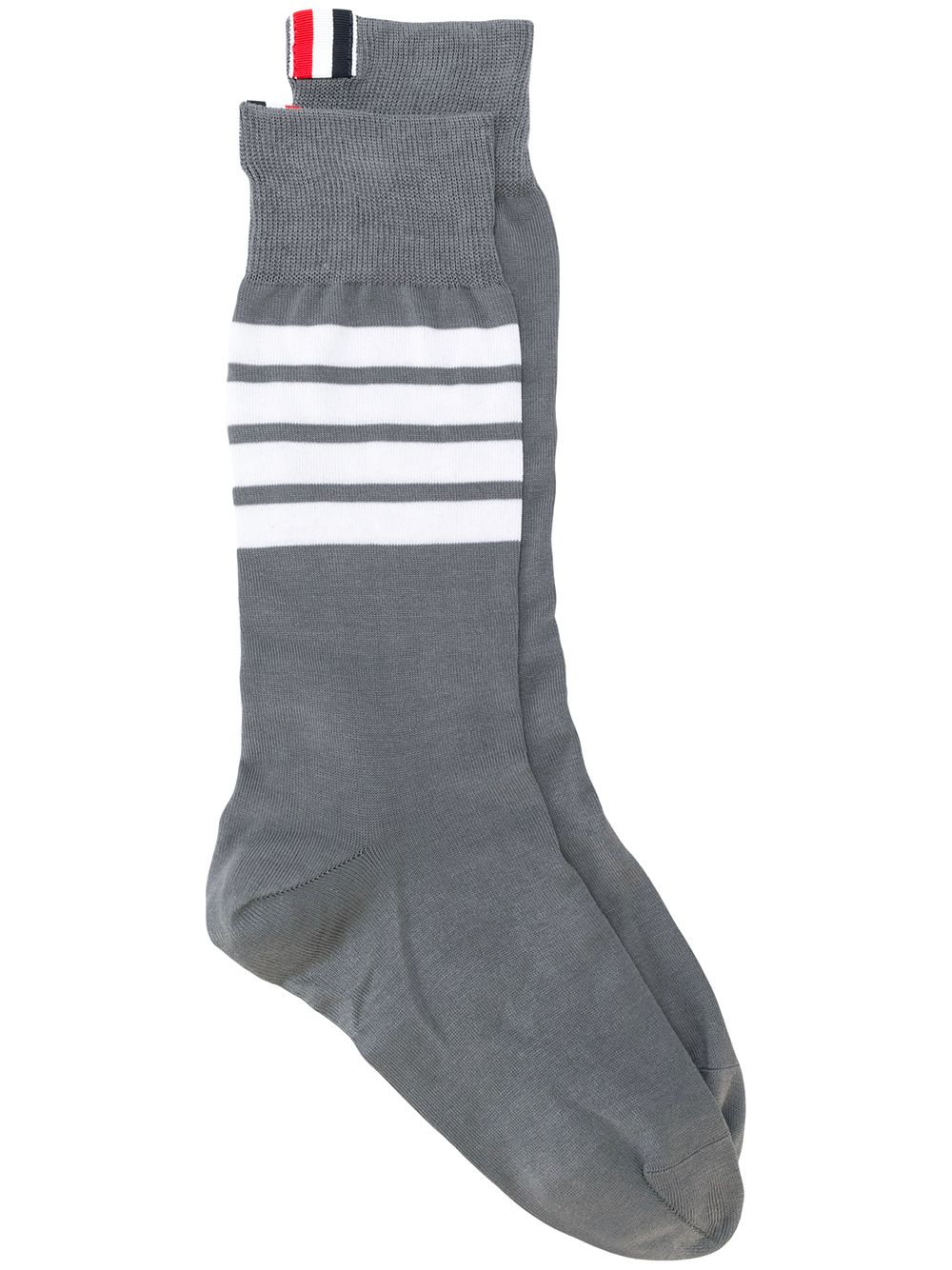 Thom Browne 4条纹棉质中筒袜 - 灰色
