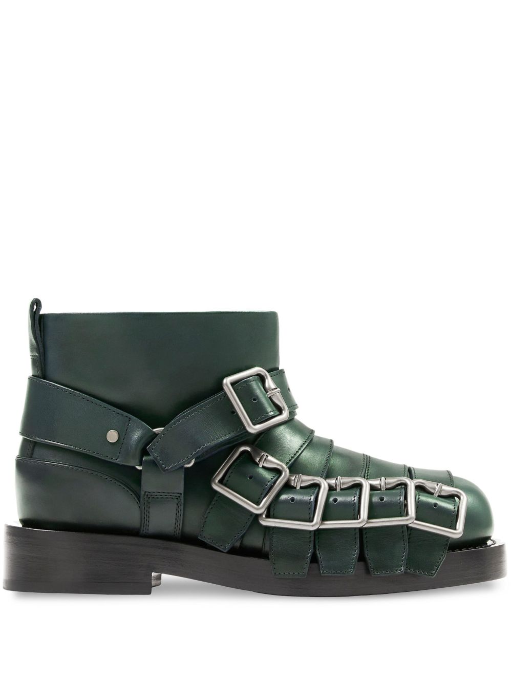 Burberry 袢带细节皮质及踝靴 - 绿色