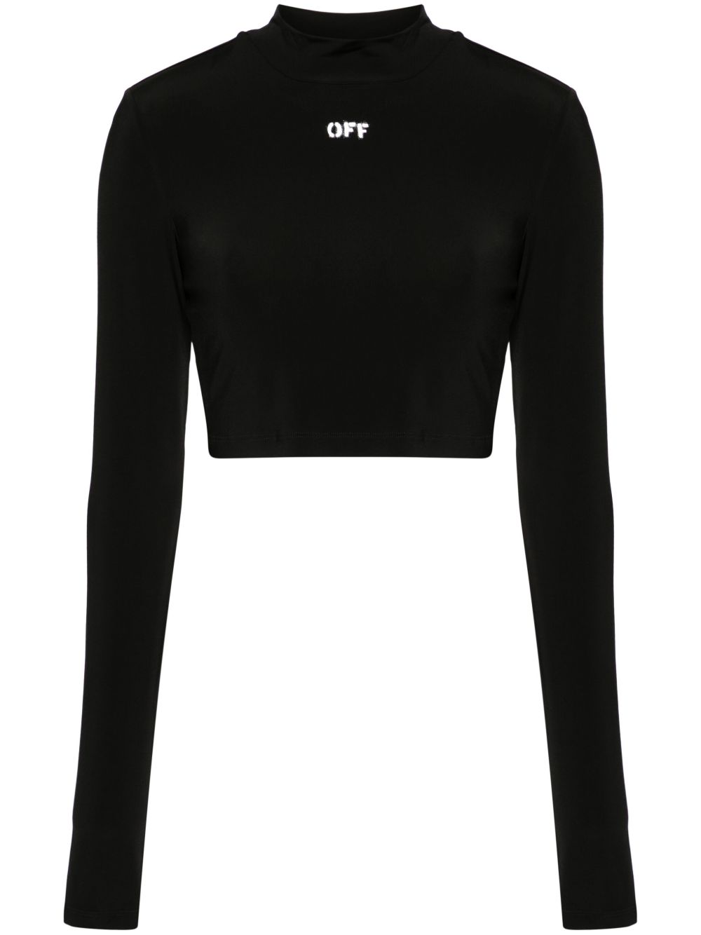 Off-White logo印花短款T恤 - 黑色