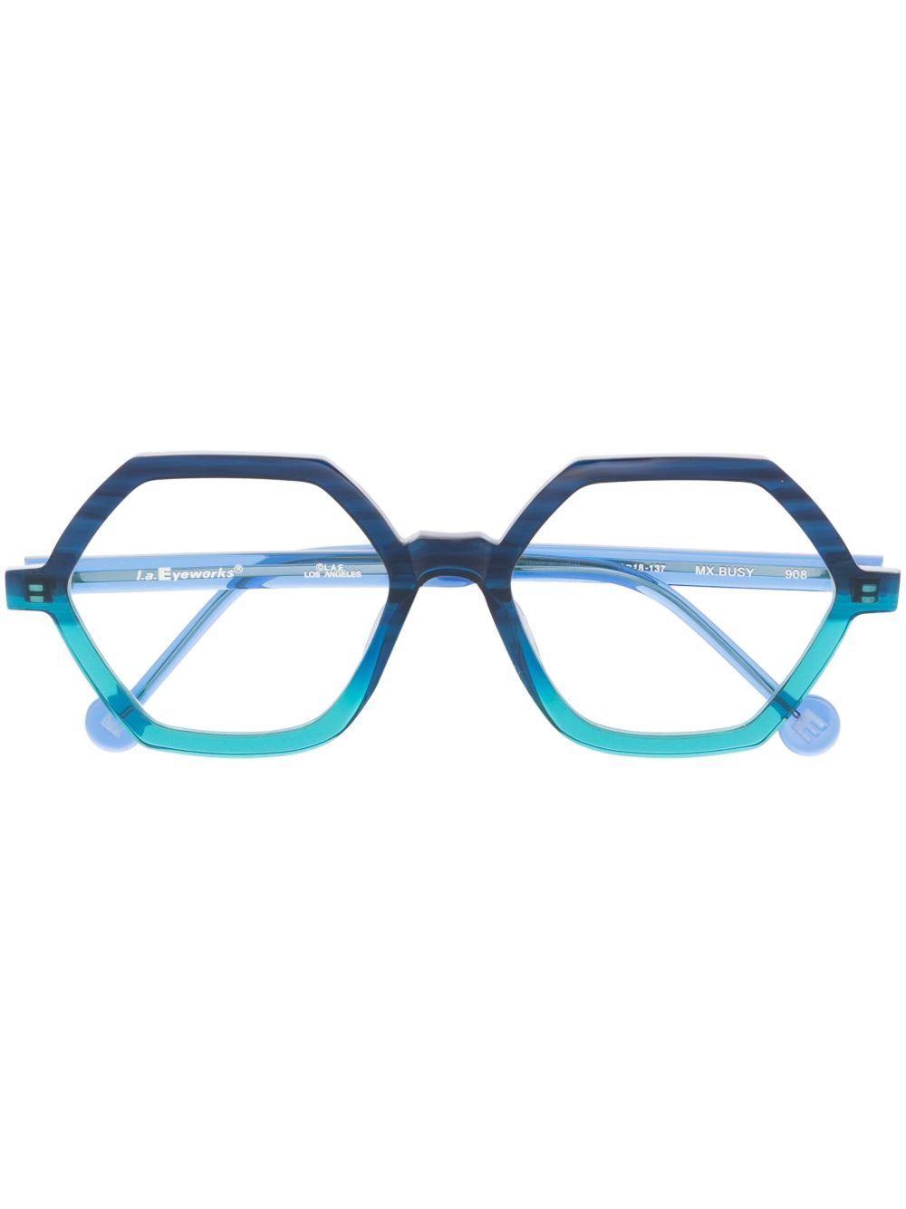L.A. EYEWORKS 几何形镜框光学眼镜 - 蓝色