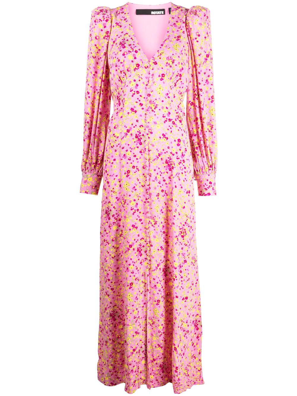 ROTATE BIRGER CHRISTENSEN 花卉提花超长连衣裙 - 粉色