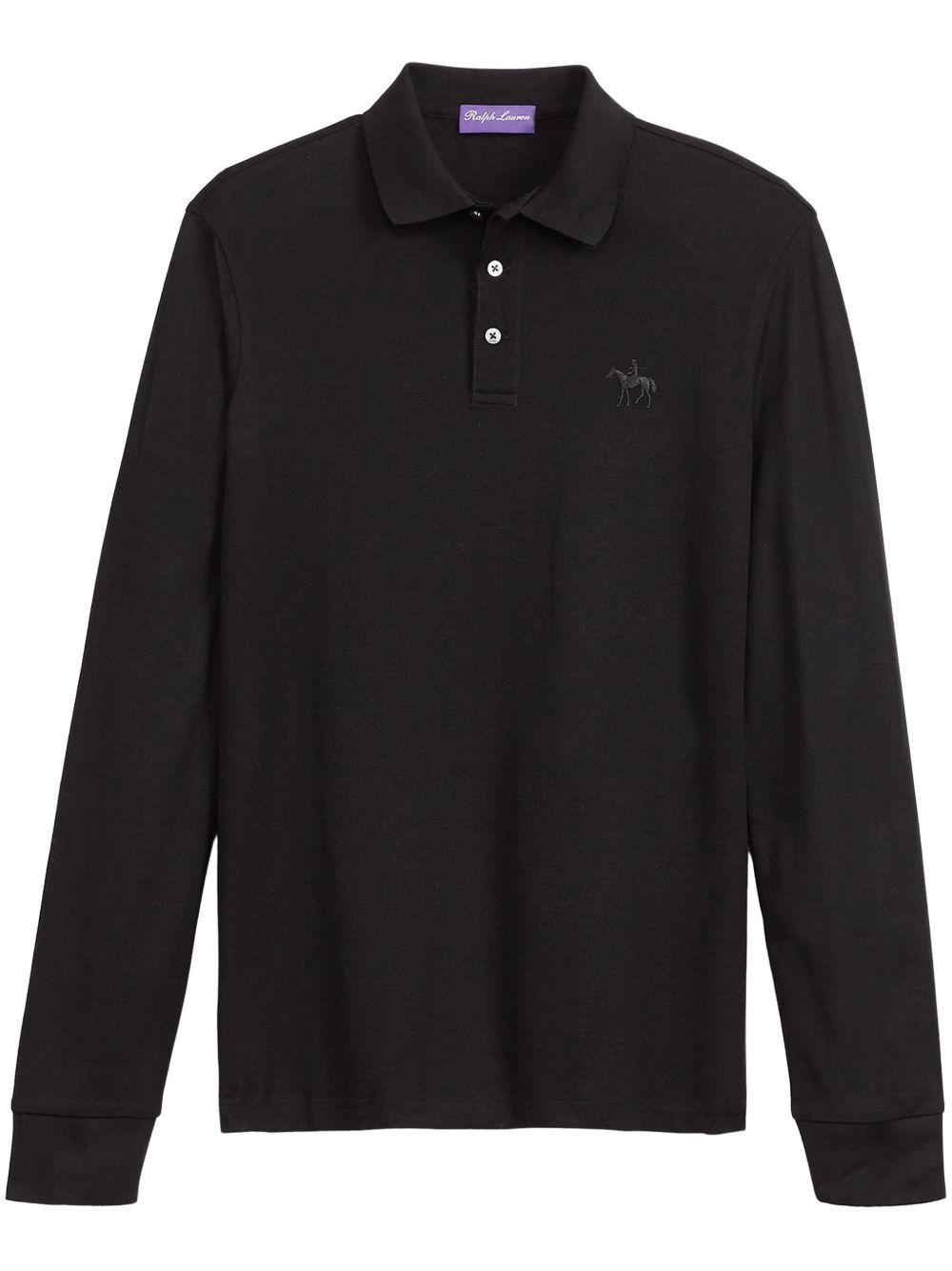 Ralph Lauren Purple Label logo刺绣棉polo衫 - 黑色