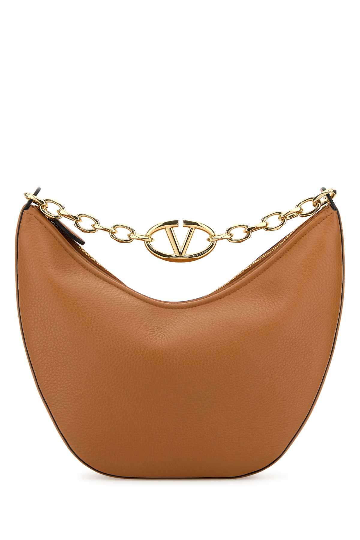 Valentino Garavani 中号骆驼皮霍博包VLogo月亮手袋