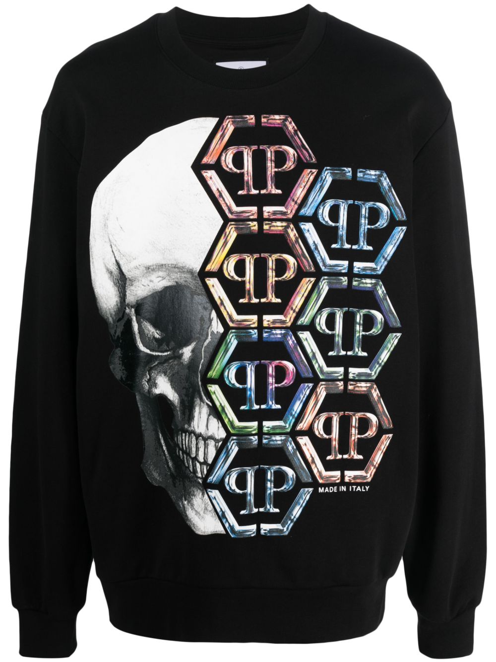 Philipp Plein 骷髅头印花棉卫衣 - 黑色