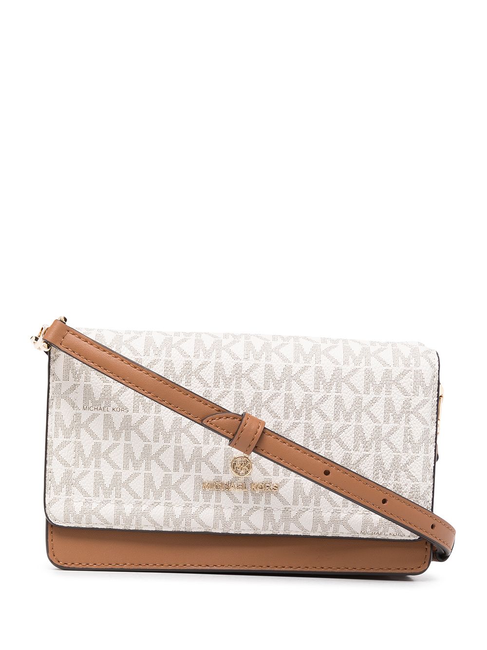 Michael Kors Jet Set logo印花斜挎包 - 褐色