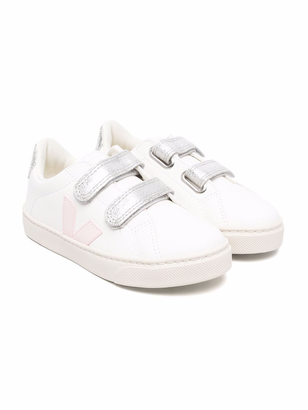 VEJA Kids 魔术贴低帮运动鞋 - 白色