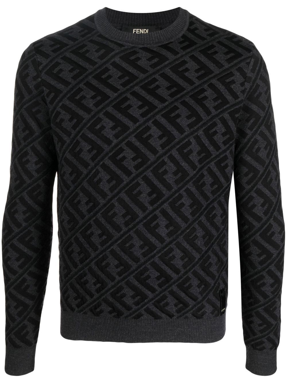 FENDI FF 经典logo图案毛衣 - 灰色