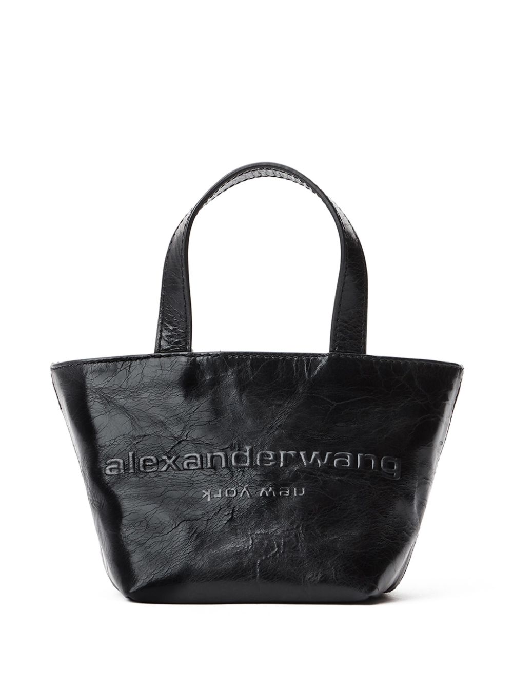 Alexander Wang Punch logo压纹迷你皮质手提包 - 黑色