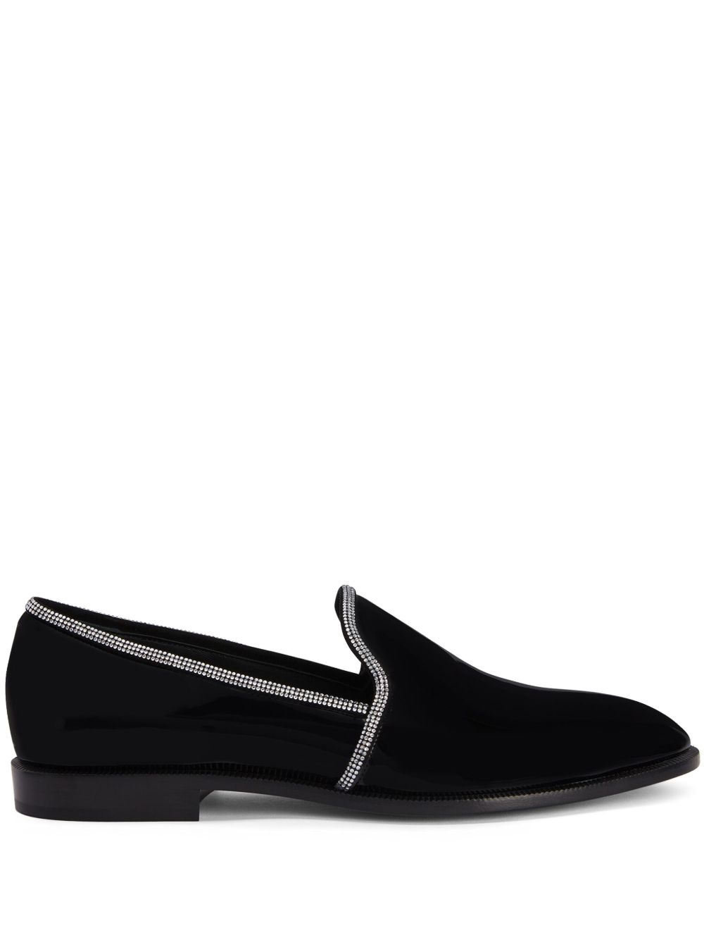 Giuseppe Zanotti Ariees 晶饰皮质乐福鞋 - 黑色