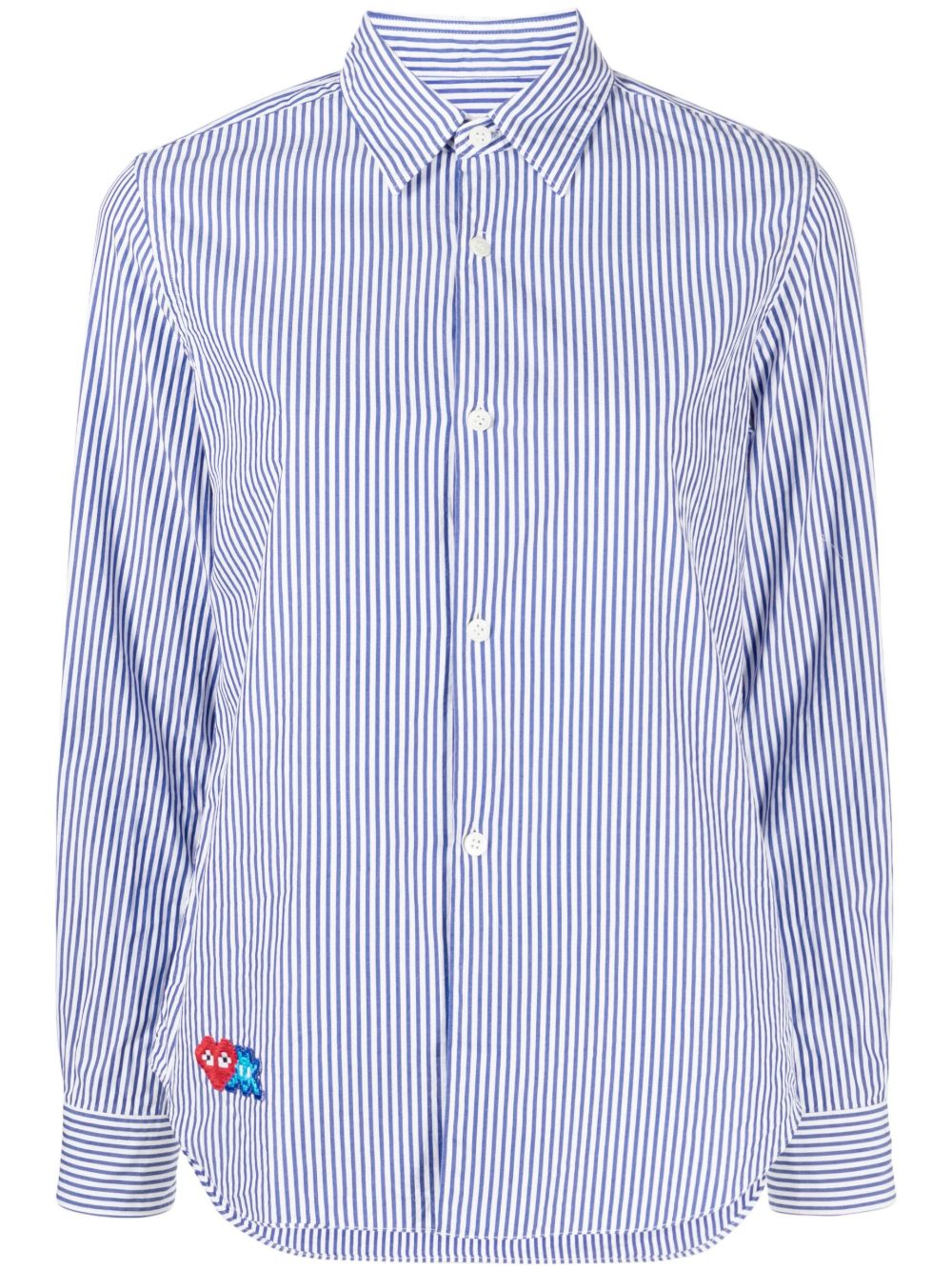 Comme Des Garçons Play x Invader 马赛克效果心形条纹衬衫 - 白色