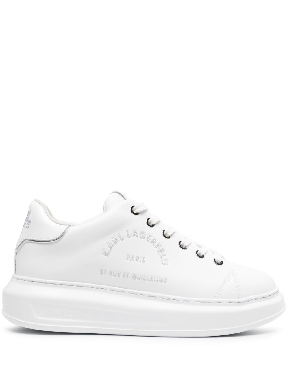 Karl Lagerfeld Rue St-Guillaume Logo Kapri 皮质运动鞋 - 白色