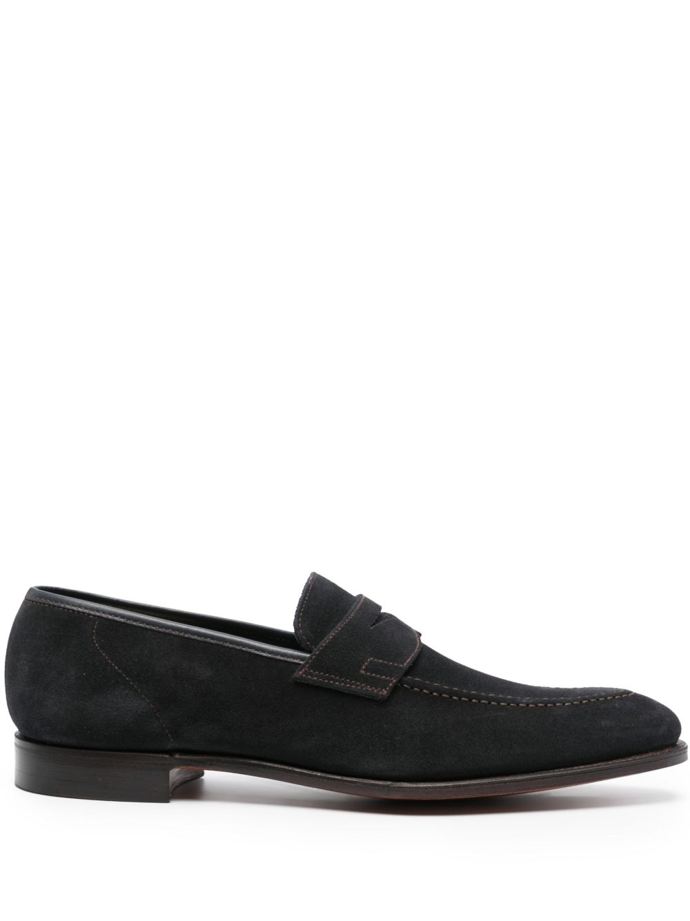 Crockett & Jones 杏仁形鞋头绒面皮乐福鞋 - 蓝色