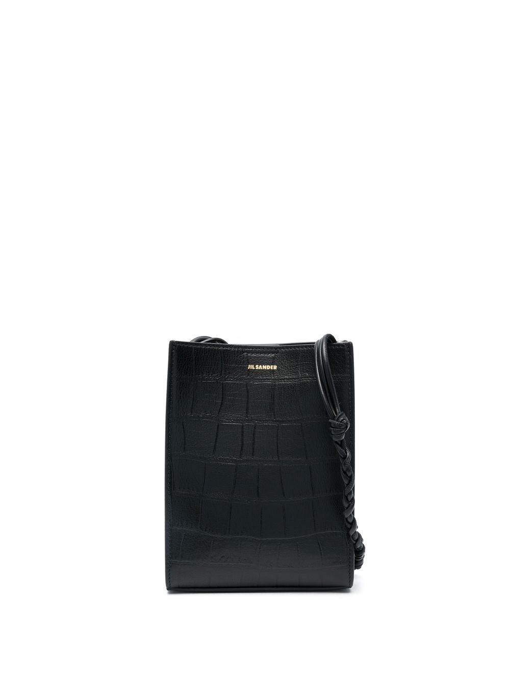 Jil Sander logo压纹仿鳄鱼纹单肩包 - 黑色