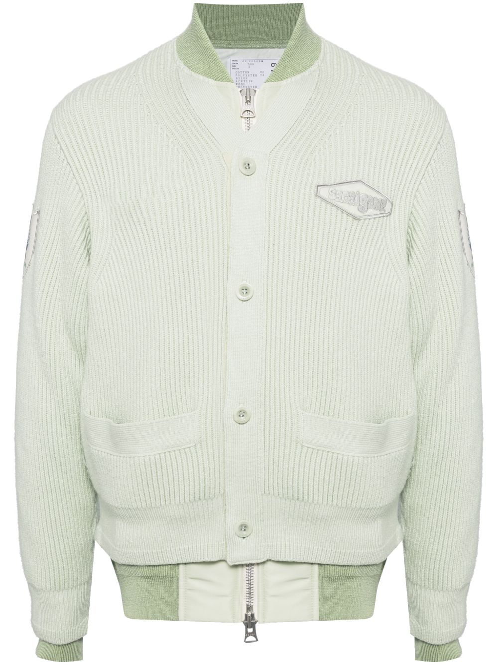 sacai MA-1 针织细节毛衣 - 绿色