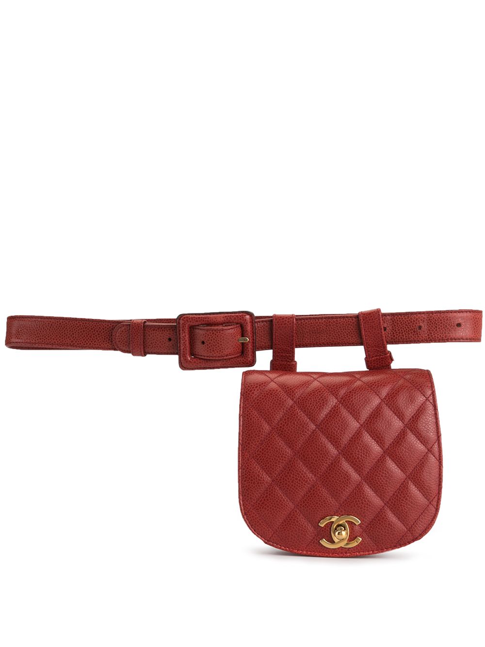 CHANEL Pre-Owned CC 菱纹绗缝腰包（1990年代典藏款） - 红色