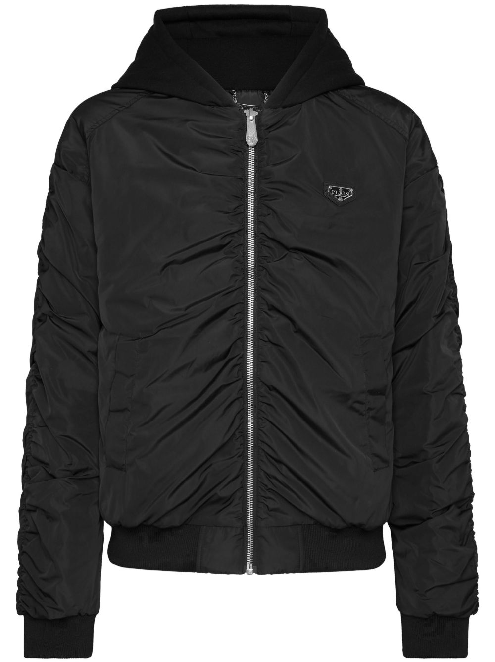 Philipp Plein 填充飞行员夹克 - 黑色