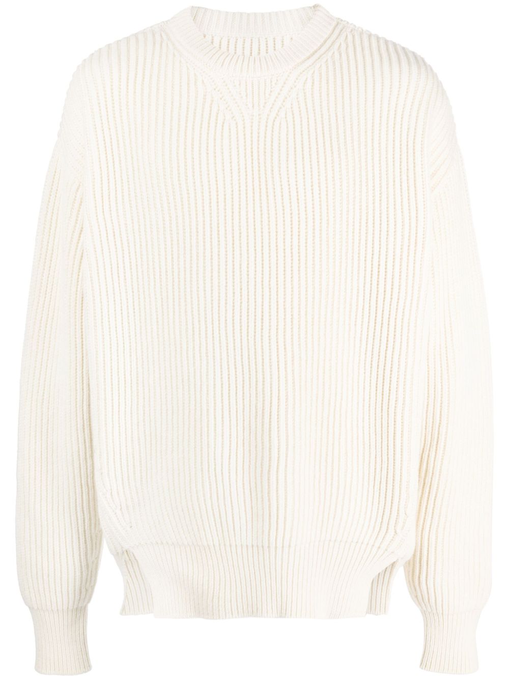 Jil Sander 罗纹针织圆领羊毛毛衣 - 中性色