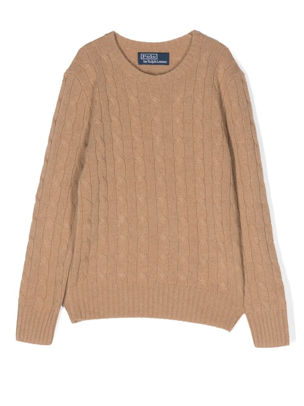 POLO RALPH LAUREN KIDS 粗绞花针织羊绒毛衣 - 褐色