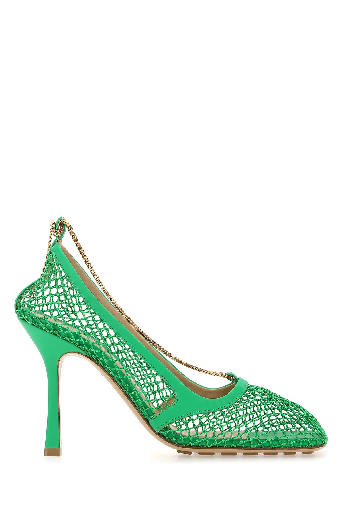 Bottega Veneta 草绿色网纱弹力高跟鞋