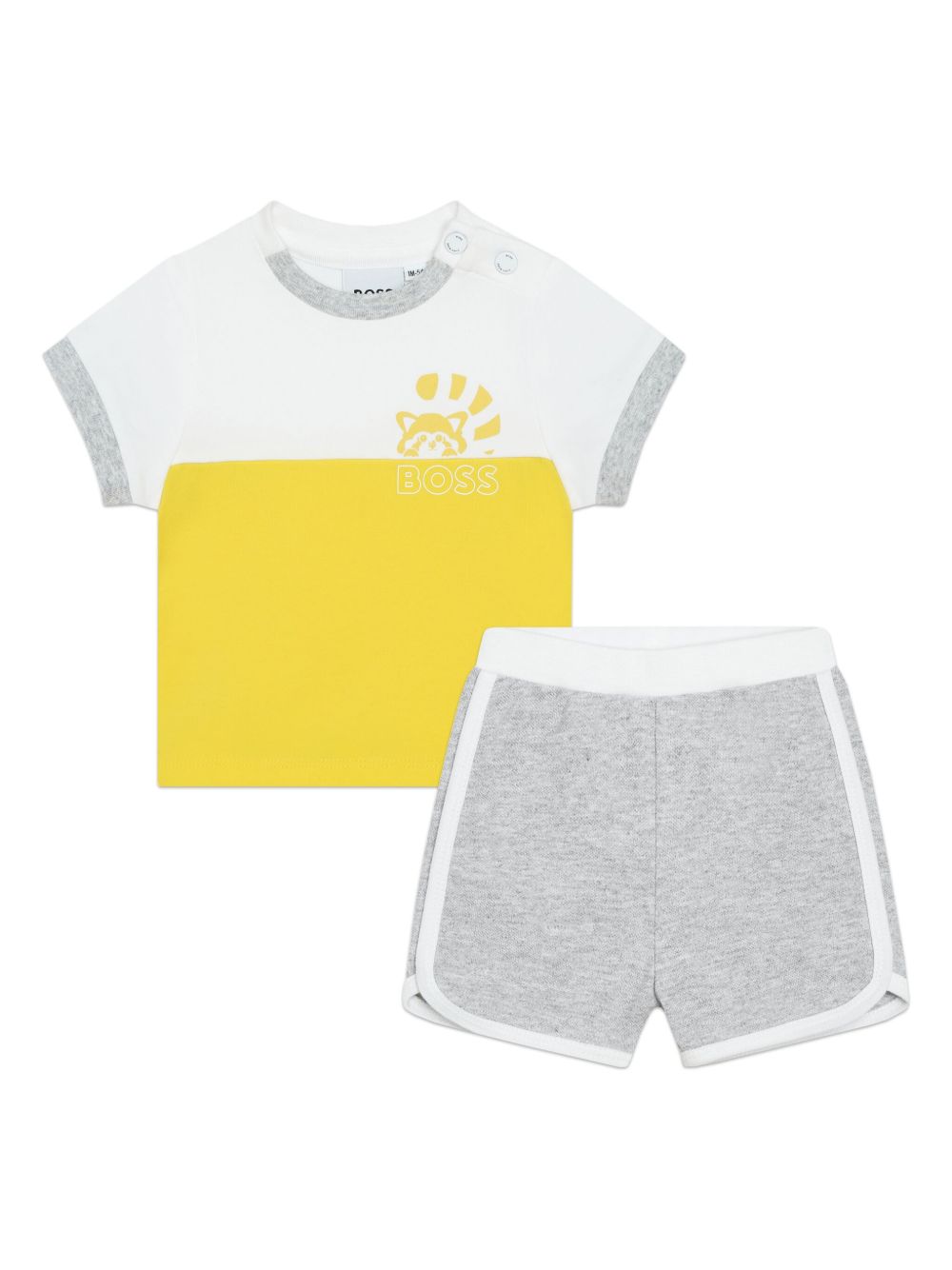 BOSS Kidswear 拼色棉T恤套装 - 黄色