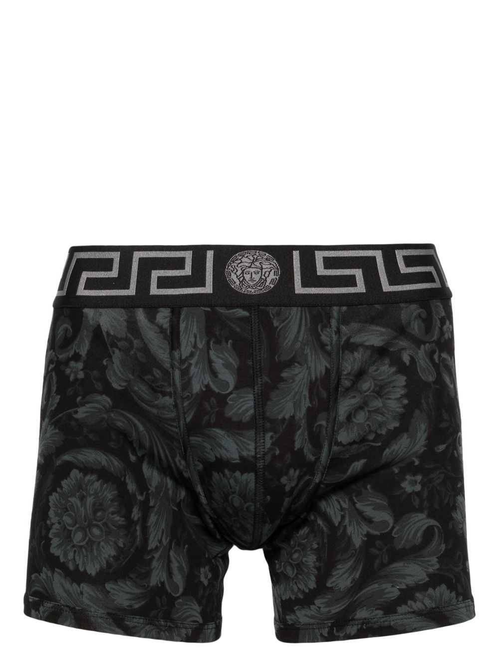Versace Barocco 弹性棉四角裤 - 黑色