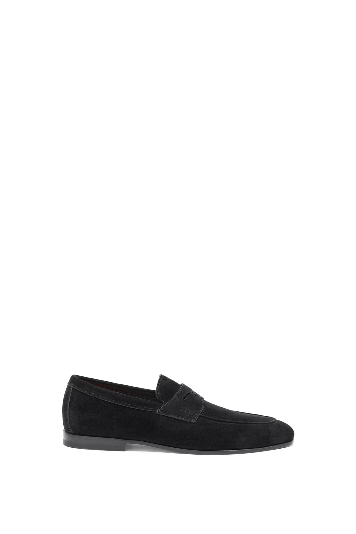 Santoni Carlos Loafers In Black Suede