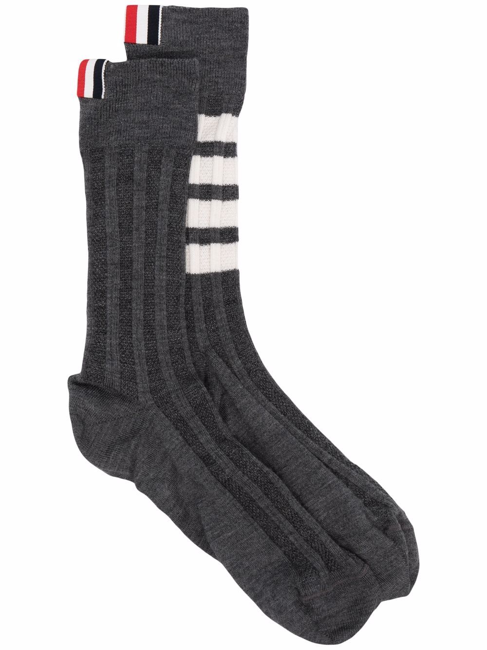 Thom Browne 四条纹针织袜 - 灰色