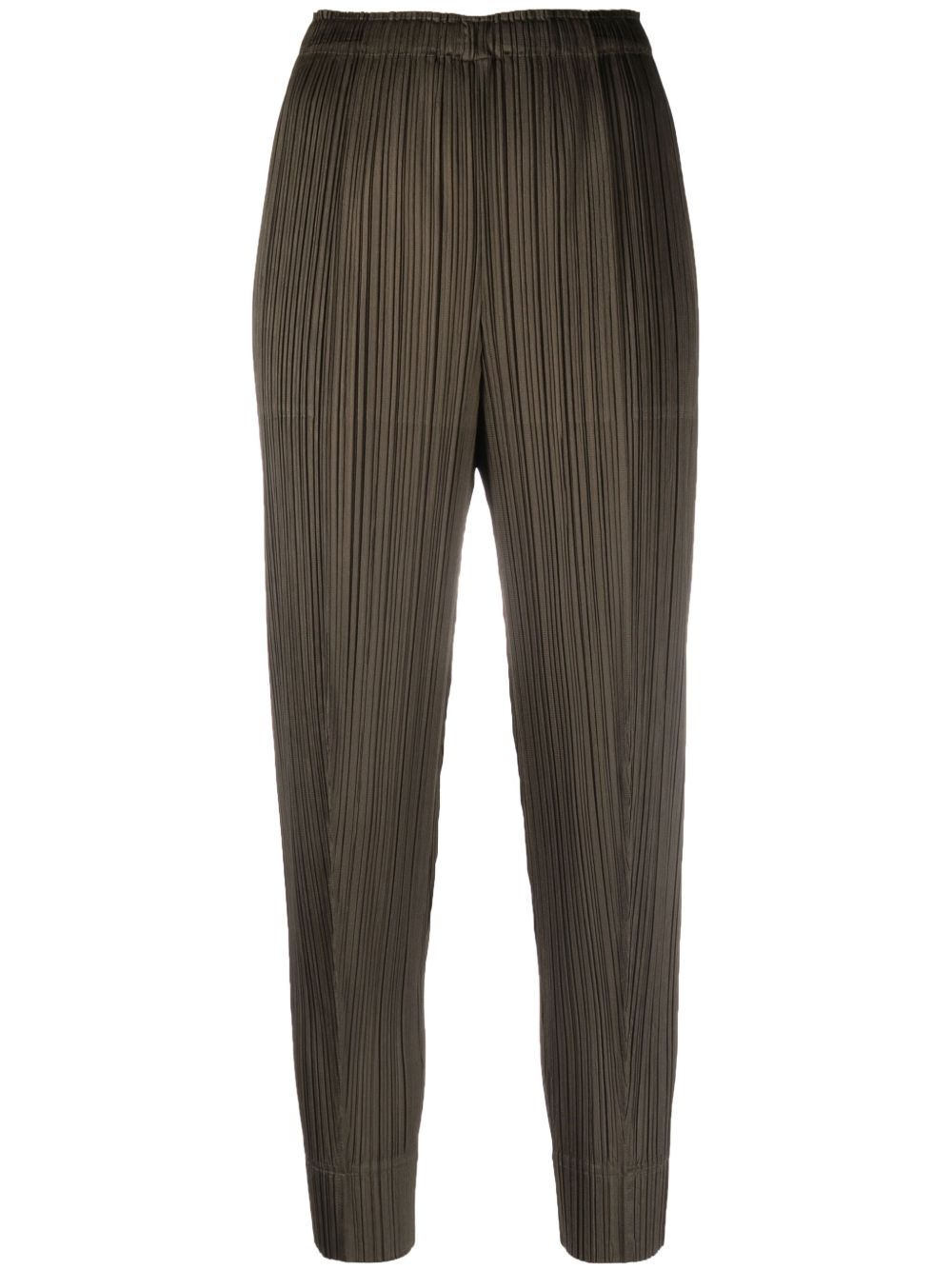 Pleats Please Issey Miyake 高腰褶饰长裤 - 绿色