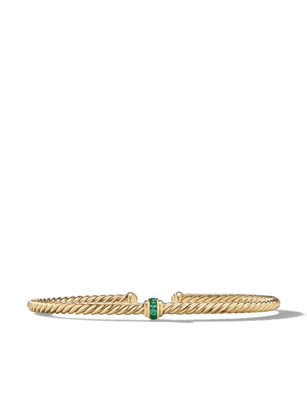 David Yurman 18K黄金 Cable 3毫米祖母绿宝石手链 - 金色