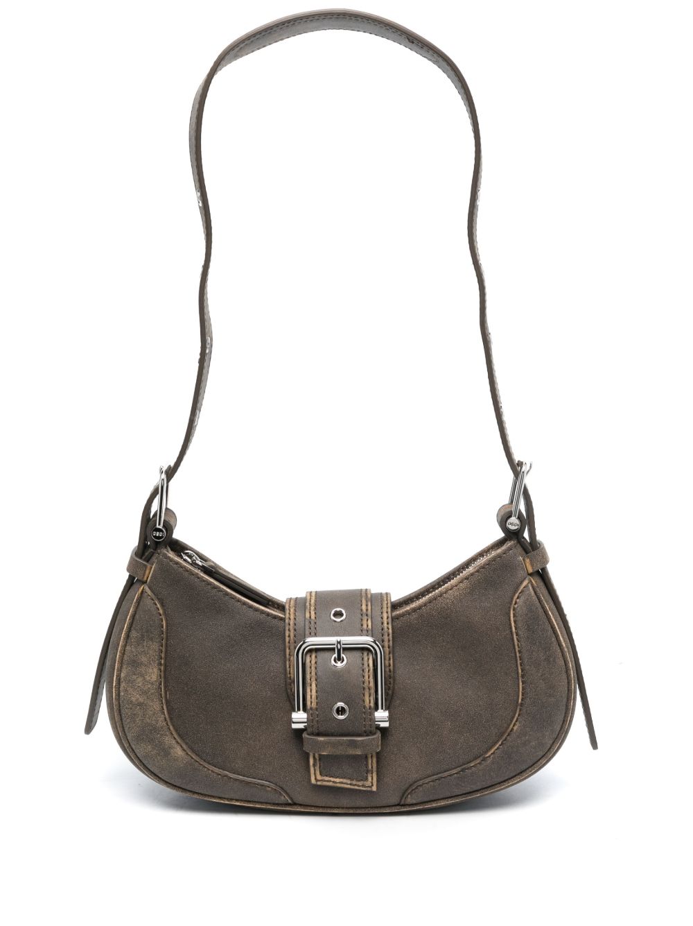 Osoi Hobo Brocle 皮质中号单肩包 - 褐色