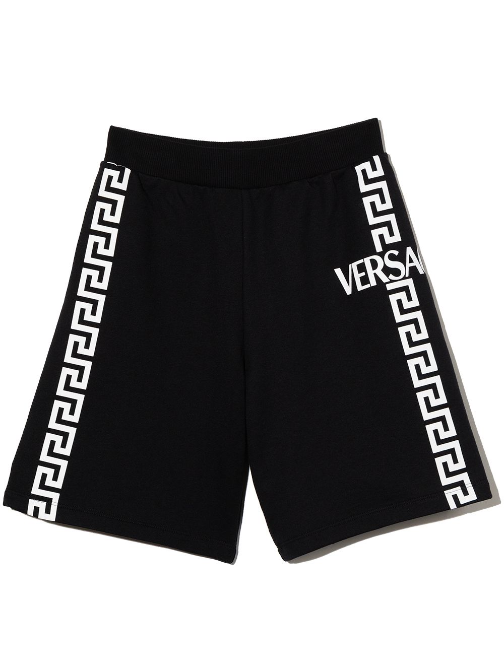 Versace Kids 范思哲 希腊风图案印花运动短裤 - 黑色