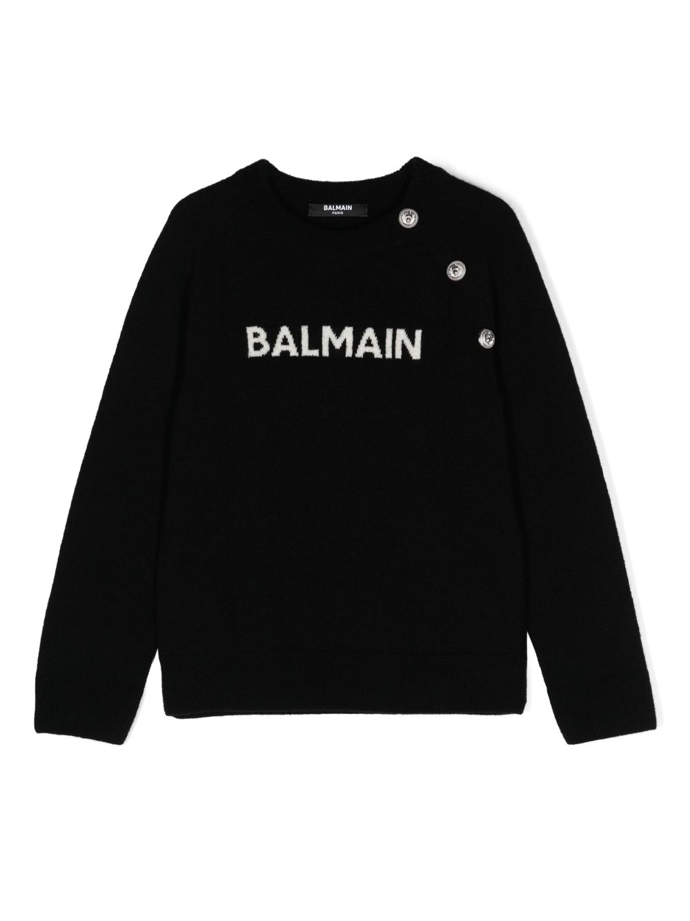 Balmain Kids logo提花针织毛衣 - 黑色